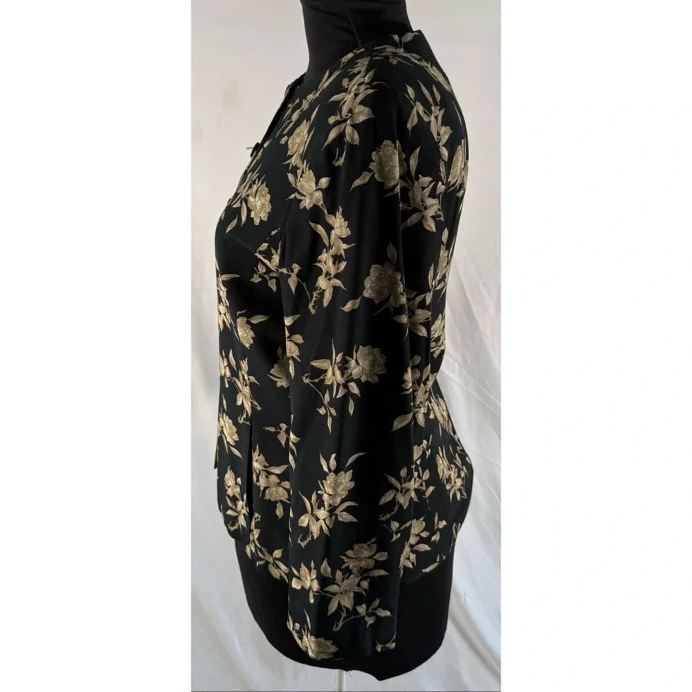 90’s Vintage ‘Rena Rowan’ Black and Gold Floral Blazer